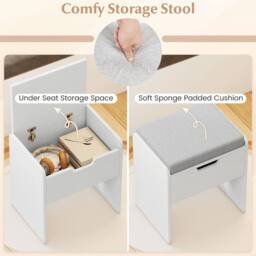 Costway Vanity Desk with Mirror & Lights Makeup Table with 7 Drawers in White - thumbnail 8