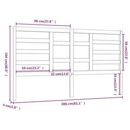 Berkfield Home Bed Headboard Black 206x4x104 cm Solid Wood Pine - Size: 206 x 4 x 104 cm - thumbnail 6