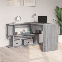 Berkfield Home Corner Desk Grey Sonoma 200x50x76 cm Engineered Wood - Size: 200 x 50 x 76 cm - thumbnail 3