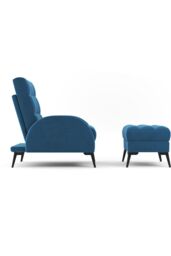 H&O Direct Modern Recliner Lounge Set with Ottoman & Sleek Metal Base in Blue - thumbnail 4