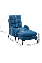 H&O Direct Modern Recliner Lounge Set with Ottoman & Sleek Metal Base in Blue - thumbnail 2