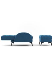 H&O Direct Modern Recliner Lounge Set with Ottoman & Sleek Metal Base in Blue - thumbnail 5
