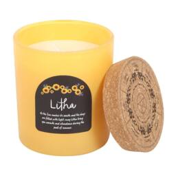 Something Different Wheel Of The Year Wildflower Litha Candle & Holder Set in Yellow