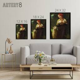 "Artery8 William Bouguereau The Newborn Lamb Framed Canvas Wall Art Print - Size: W12"" x H16""" - thumbnail 4