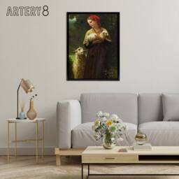 "Artery8 William Bouguereau The Newborn Lamb Framed Canvas Wall Art Print - Size: W12"" x H16""" - thumbnail 3