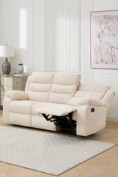More4Homes Boston 3 Seater Fabric Manual Recliner Sofa in Beige - thumbnail 9