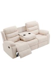 More4Homes Boston 3 Seater Fabric Manual Recliner Sofa in Beige - thumbnail 6