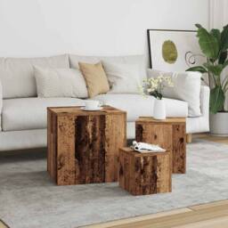 Berkfield Home Side Tables 3 pcs Artisan Oak Engineered Wood in Brown - thumbnail 2