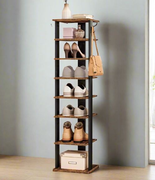 Modcraft Industrial Shoe Rack Tall & Narrow with Vertical Storage in Brown - image 1
