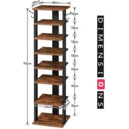 Modcraft Industrial Shoe Rack Tall & Narrow with Vertical Storage in Brown - thumbnail 4