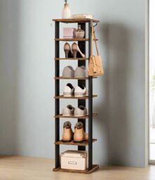 Modcraft Industrial Shoe Rack Tall & Narrow with Vertical Storage in Brown - thumbnail 1
