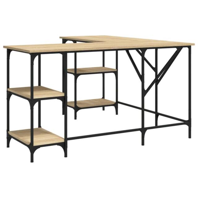 Berkfield Home Desk Sonoma Oak 139x139x75 cm Engineered Wood in Light Tan - Size: 139 x 139 x 75 cm - image 1