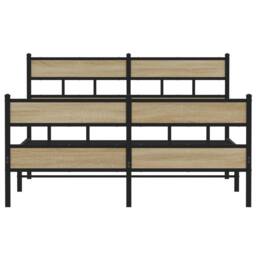 Berkfield Home Metal Bed Frame without Mattress Sonoma Oak 150x200 cm King Size in Brown - thumbnail 4