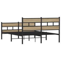 Berkfield Home Metal Bed Frame without Mattress Sonoma Oak 150x200 cm King Size in Brown - thumbnail 6