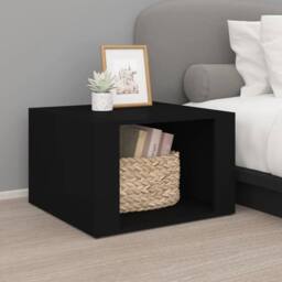 Berkfield Home Bedside Table Black 57x55x36 cm Engineered Wood - Size: 57 x 55 x 36 cm - thumbnail 2