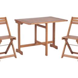 Wyld and Coco Acacia Wood Bistro Set Extending Drop Leaf Table Two Folding in Brown - thumbnail 2
