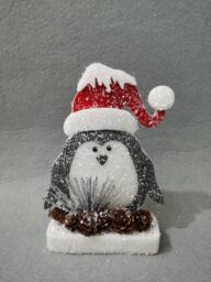 Shatchi 20cm Red Penguin Christmas Tabletop Figures Glitter Foam Showpiece Decorations - thumbnail 1