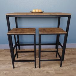 Home Discount Vida Designs Roslyn 2 Seater Bar Table Stools Kitchen Dining Furniture in Dark Brown - thumbnail 5
