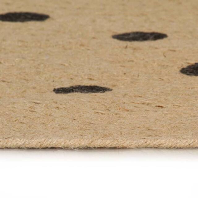 Berkfield Home Handmade Rug Jute with Print Polka Dot 120 cm in Natural - Size: Medium - image 1