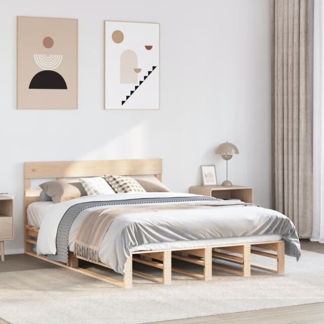 Berkfield Home Bed Frame without Mattress 160x200 cm Solid Wood Pine in Brown - image 1