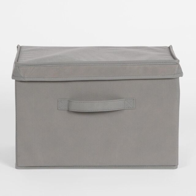 OHS Foldable Fabric Storage Box Lid Toys Books Organiser Space Saving Clothes Bin in Charcoal - image 1