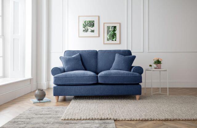 The Great Sofa Company Ezra 2 Seater Textured Velvet Sofa - Scroll Arm in Navy - image 1