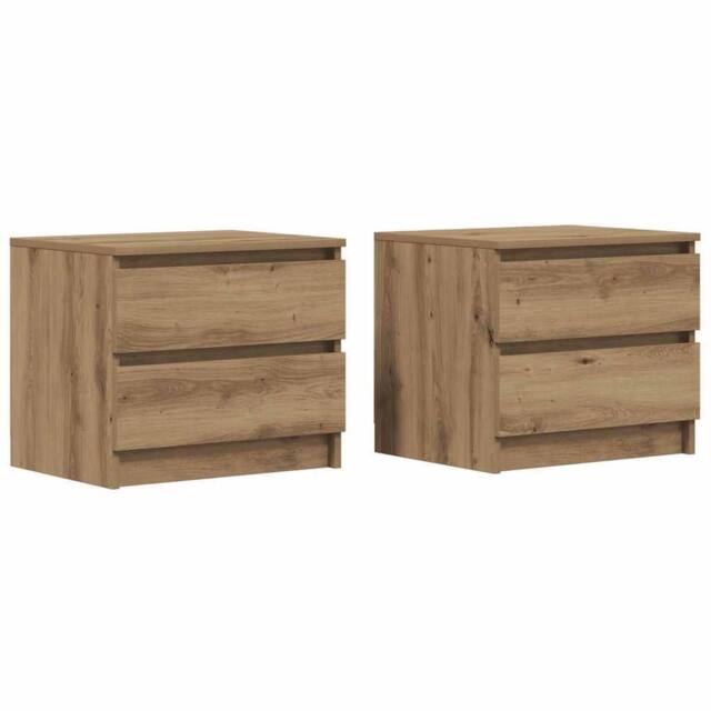 Berkfield Home Bedside Cabinets 2 pcs Artisan Oak 50x40x43.5 cm Engineered Wood in Brown - image 1