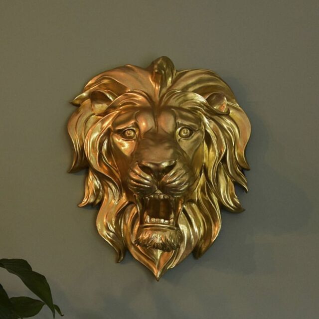 "Madison & Mayfair Majestic Gold Roaring Lion Wall Sculpture - Size: W16"" x H16"""
