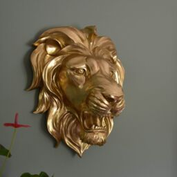 "Madison & Mayfair Majestic Gold Roaring Lion Wall Sculpture - Size: W16"" x H16""" - thumbnail 3