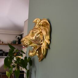 "Madison & Mayfair Majestic Gold Roaring Lion Wall Sculpture - Size: W16"" x H16""" - thumbnail 4