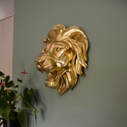 "Madison & Mayfair Majestic Gold Roaring Lion Wall Sculpture - Size: W16"" x H16""" - thumbnail 2