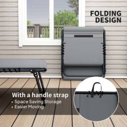 OUTSUNNY Folding Sun Loungers Set of 2, Reclining Sun Bed, Charcoal Grey in Dark Grey - thumbnail 6