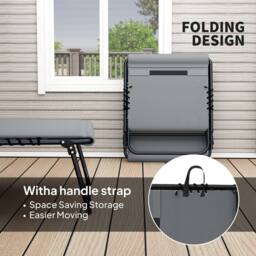 OUTSUNNY Folding Sun Loungers Set of 2, Reclining Sun Bed, Charcoal Grey in Dark Grey - thumbnail 5