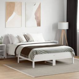 Berkfield Home Beautiful Bed Frame without Mattress White 135x190 cm Double Soli - thumbnail 1