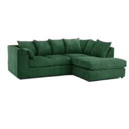 Furniture 786 Hannah Jumbo Cord 4 Seater Right Hand Facing Corner Sofa in Green - thumbnail 2