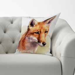 Warren Reed - Designer Fox Watercolour Cushions in Brown - Size: 60 cm x 60 cm - thumbnail 3