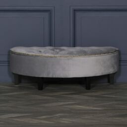 Glasstone Grey Velvet Storage Pouf Ottoman - thumbnail 2