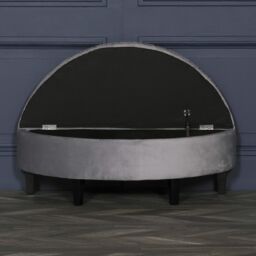 Glasstone Grey Velvet Storage Pouf Ottoman - thumbnail 3