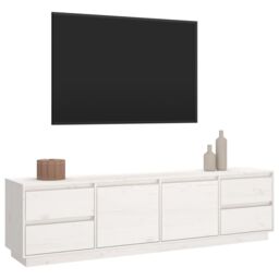 Berkfield Home TV Cabinet White 176x37x47.5 cm Solid Wood Pine - thumbnail 4
