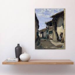 "Artery8 Camille Corot Dardagny Rural Village Street Wall Art Print - Size: W12"" x H16""" - thumbnail 4