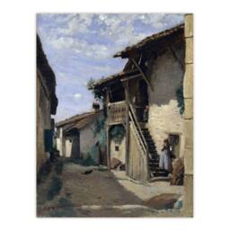 "Artery8 Camille Corot Dardagny Rural Village Street Wall Art Print - Size: W12"" x H16""" - thumbnail 1