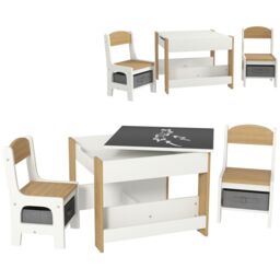 HOMCOM 3-Piece Kids Table & Chair Set for Nursery, Playroom, Classroom in Natural - thumbnail 2