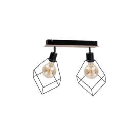 Netlighting Ruben Twin Ceiling Spotlight Wood 55cm 2x E27 in Brown