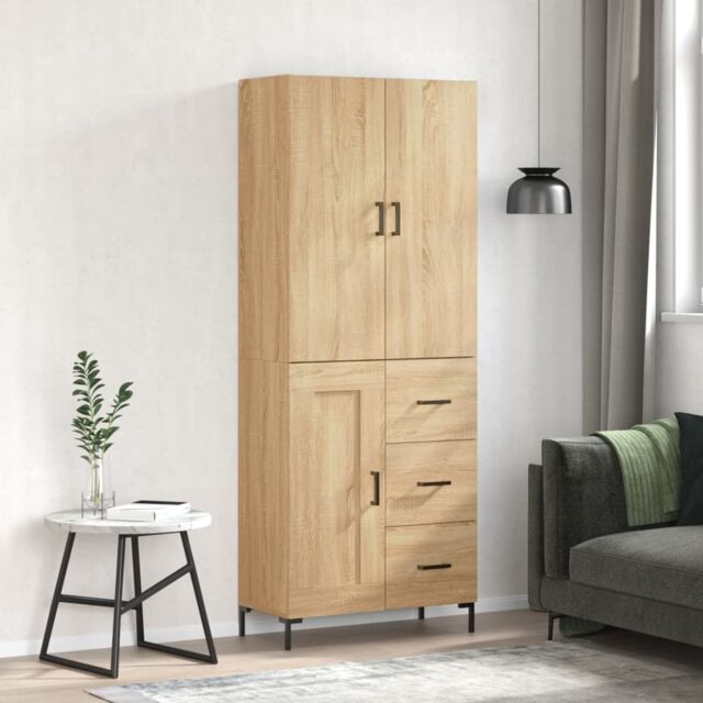 Berkfield Home Highboard Sonoma Oak 69.5x34x180 cm Engineered Wood in Brown - image 1