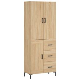 Berkfield Home Highboard Sonoma Oak 69.5x34x180 cm Engineered Wood in Brown - thumbnail 2