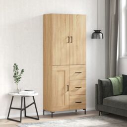 Berkfield Home Highboard Sonoma Oak 69.5x34x180 cm Engineered Wood in Brown - thumbnail 1