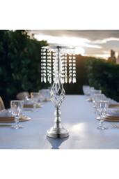 H&O Direct Silver Metal Crystal Spiral Shape Vase Ornaments Wedding Table Centerpiece - thumbnail 2