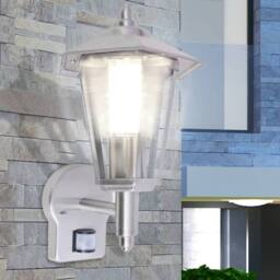 Berkfield Home Outdoor Uplight Wall Lantern with Sensor Stainless Steel in Silver - thumbnail 1