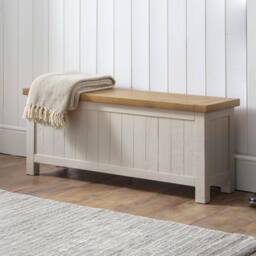 Cheshire Premium Everwood Storage Bench in Grey Wash Finish in Pale Grey - thumbnail 6