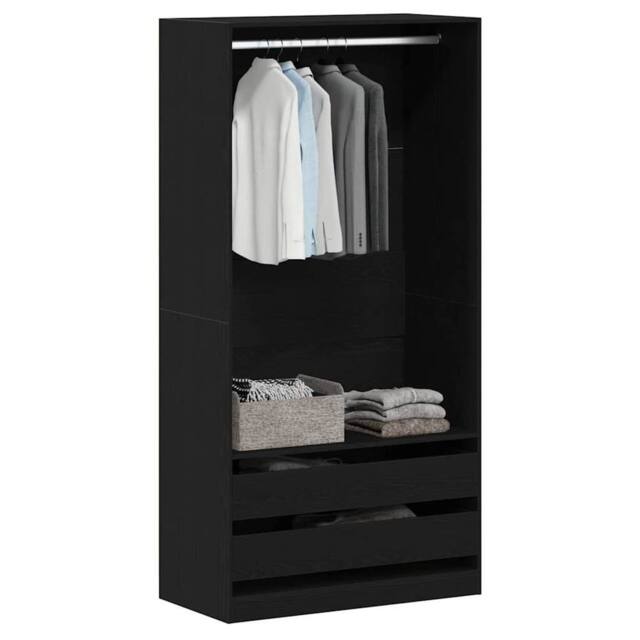 Berkfield Home Modern Black Oak Wardrobe - 100 x 50 x 200 cm - Made from Enginee - image 1